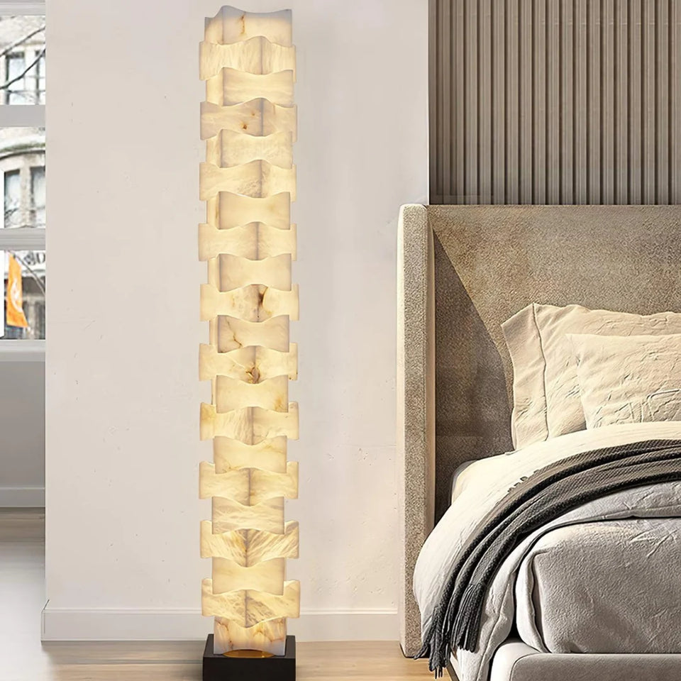 Stacked Alabaster Squares Floor Lamp