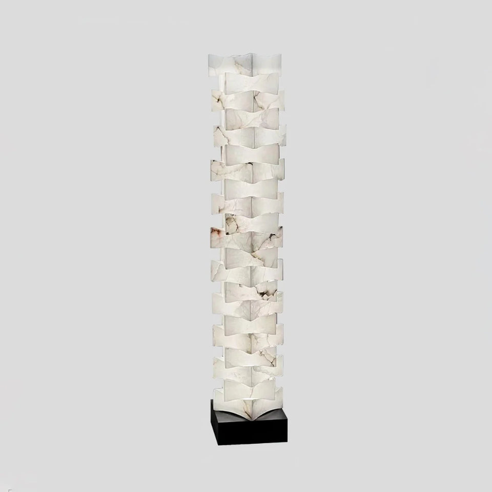 Stacked Alabaster Squares Floor Lamp