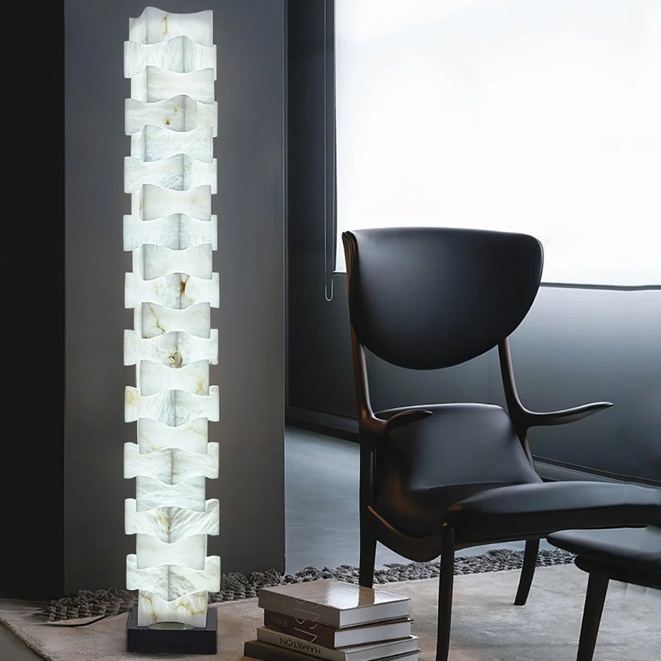 Stacked Alabaster Squares Floor Lamp