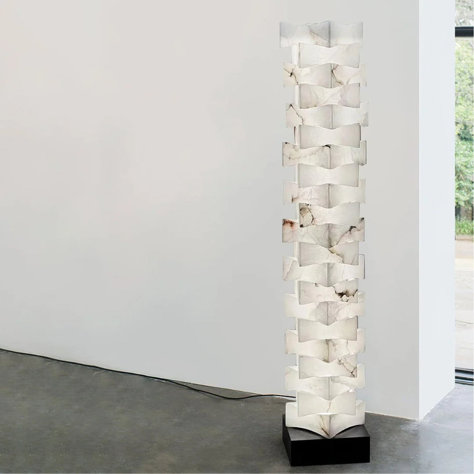 Stacked Alabaster Squares Floor Lamp