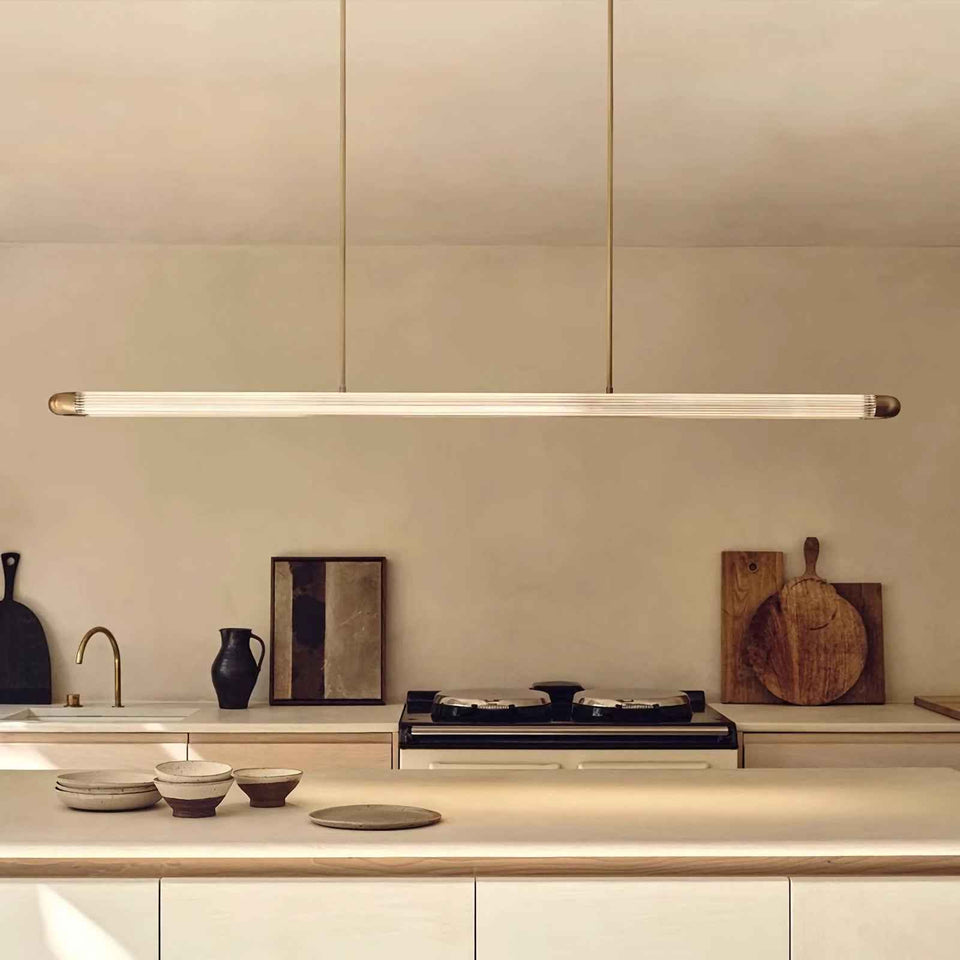 steel pendant light - back view
