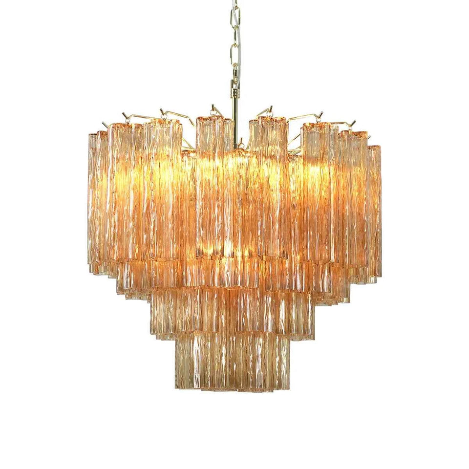 Star Shaped Tube Amber Glass Chandelier