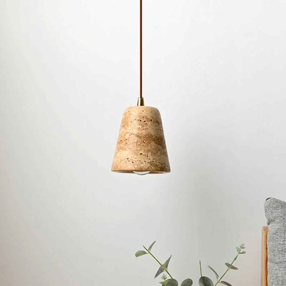 Yellow Travertine pendant light - detail view