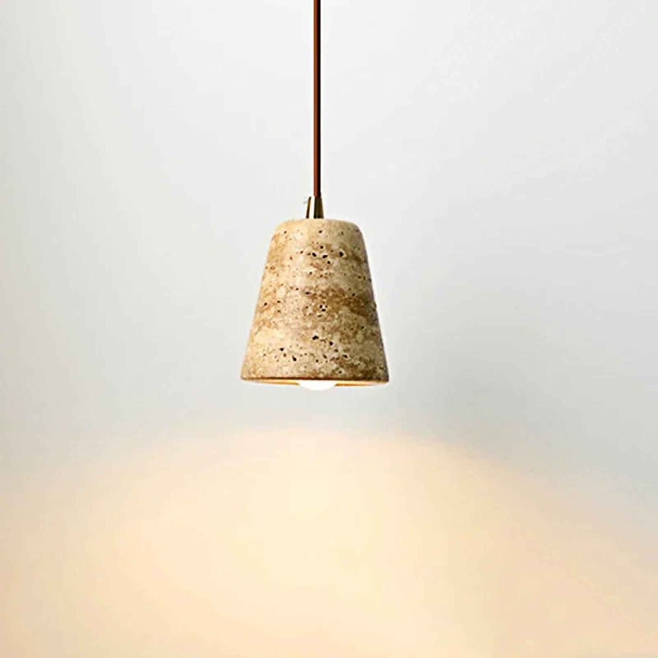 Yellow Travertine pendant light - back view