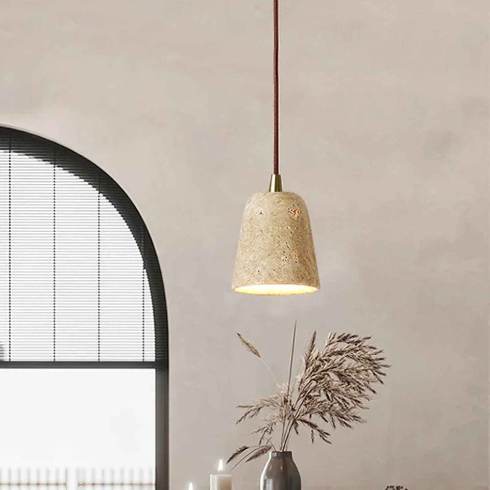 Yellow Travertine pendant light - lifestyle setting