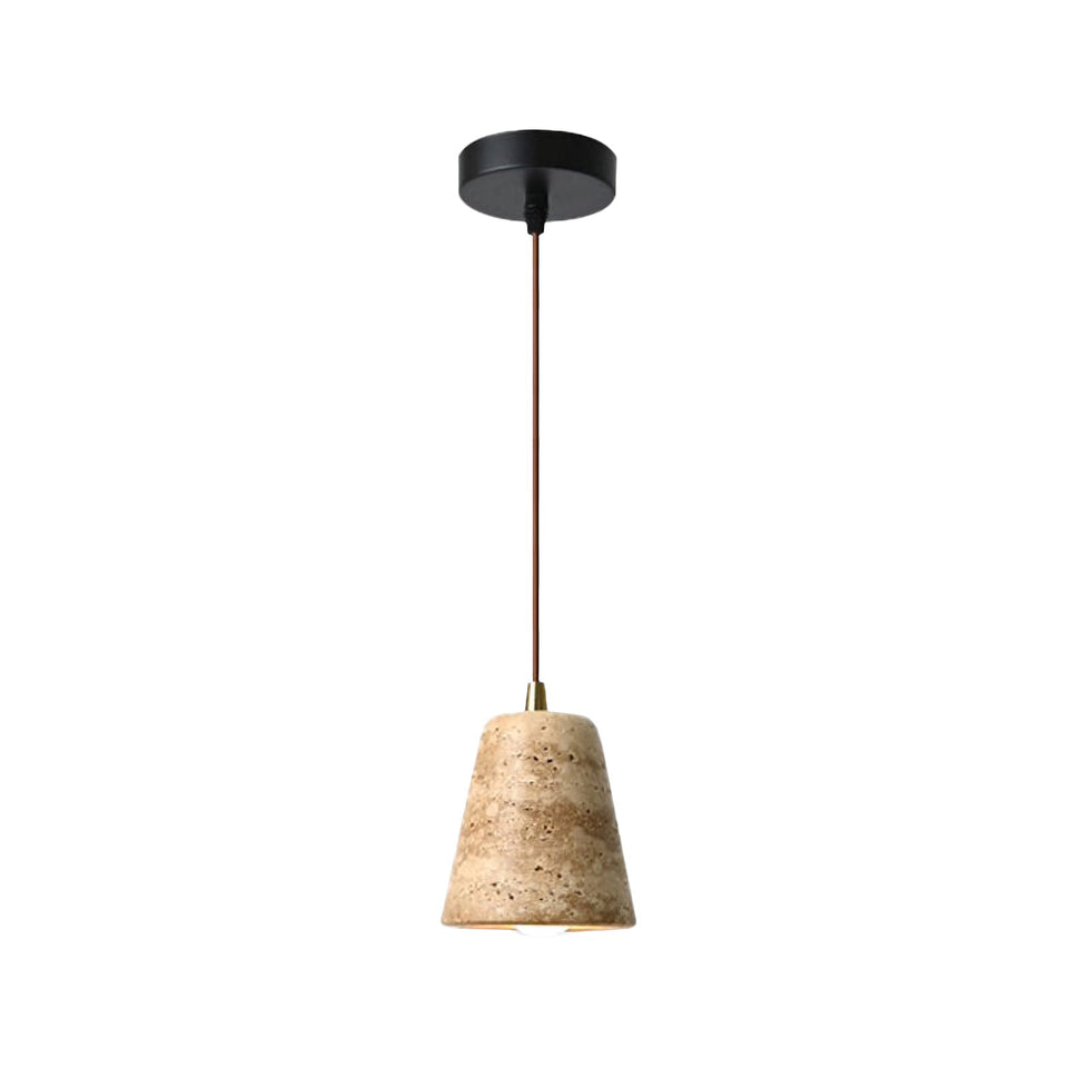 Yellow Travertine pendant light - front view