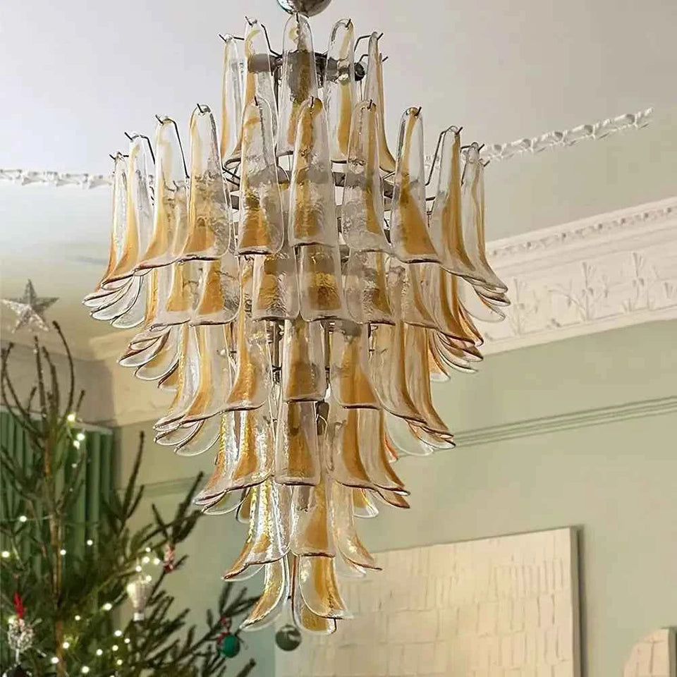 glass chandelier - side angle view