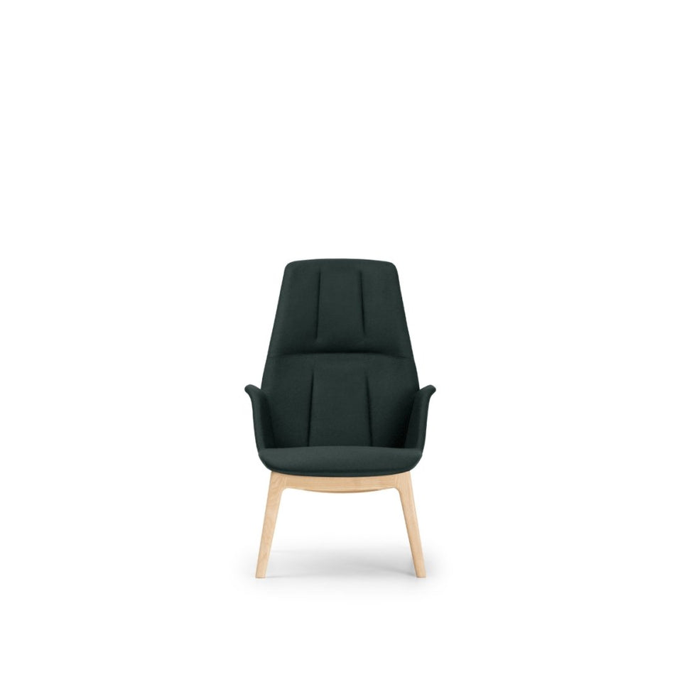 Hive High Back Lounge Chair - Wood Base