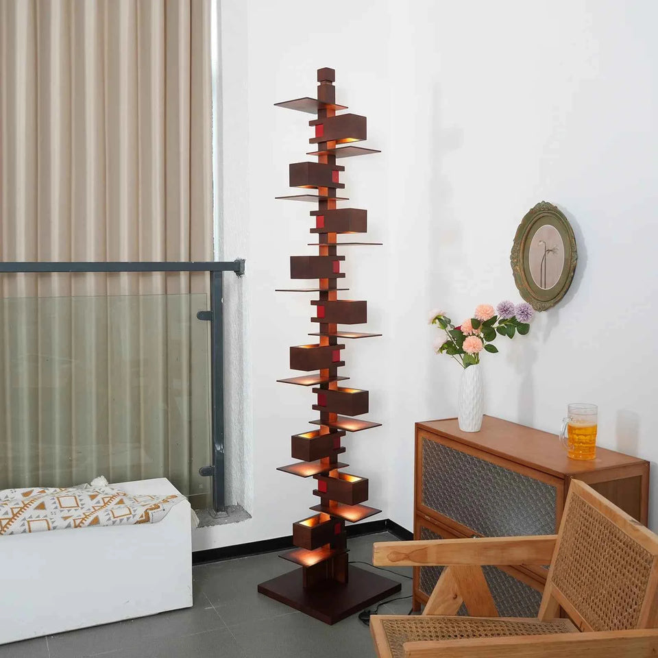 Taliesin Wood Stacked Floor Lamp