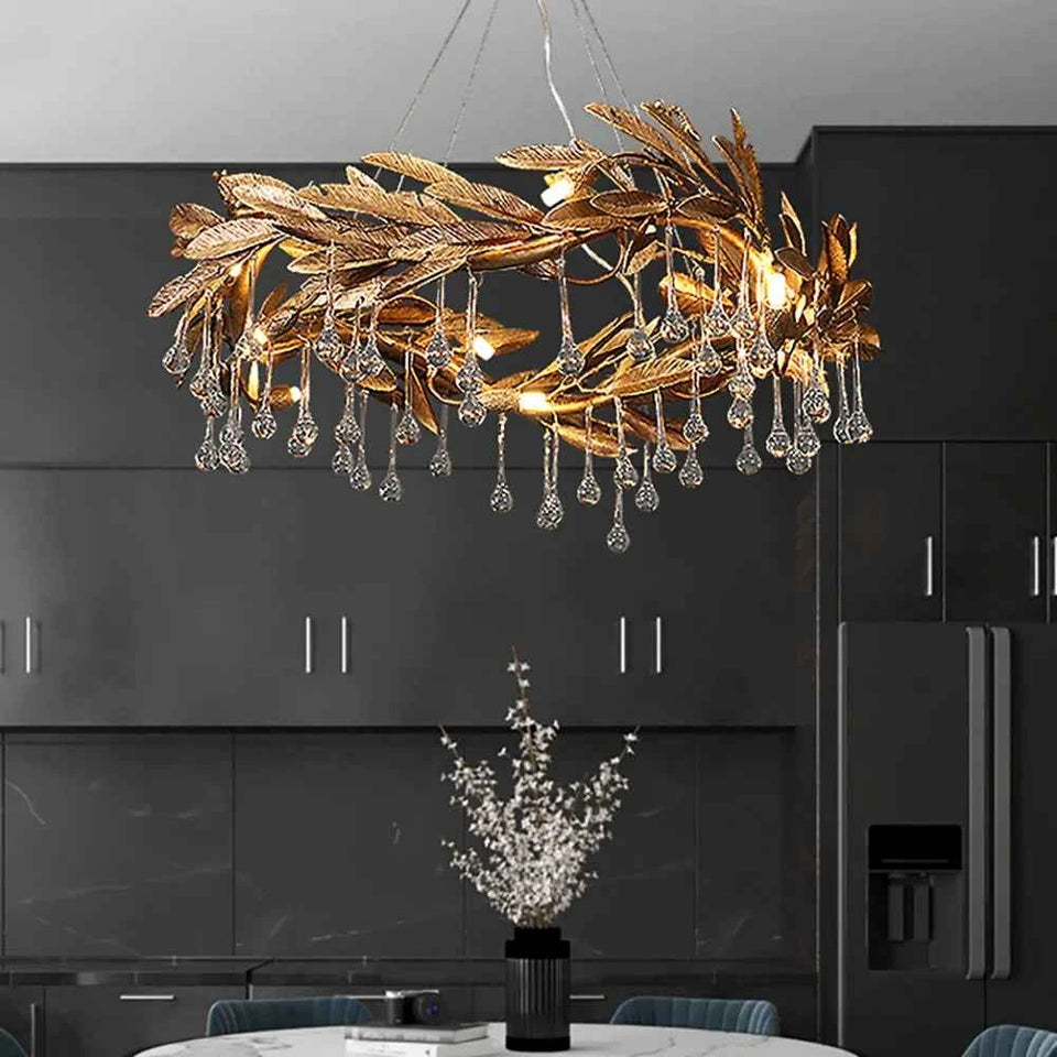 Gold chandelier - detail view