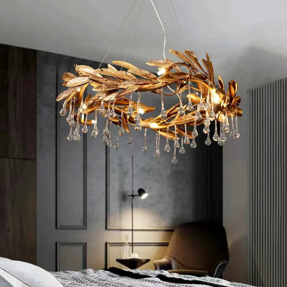 Gold chandelier - back view