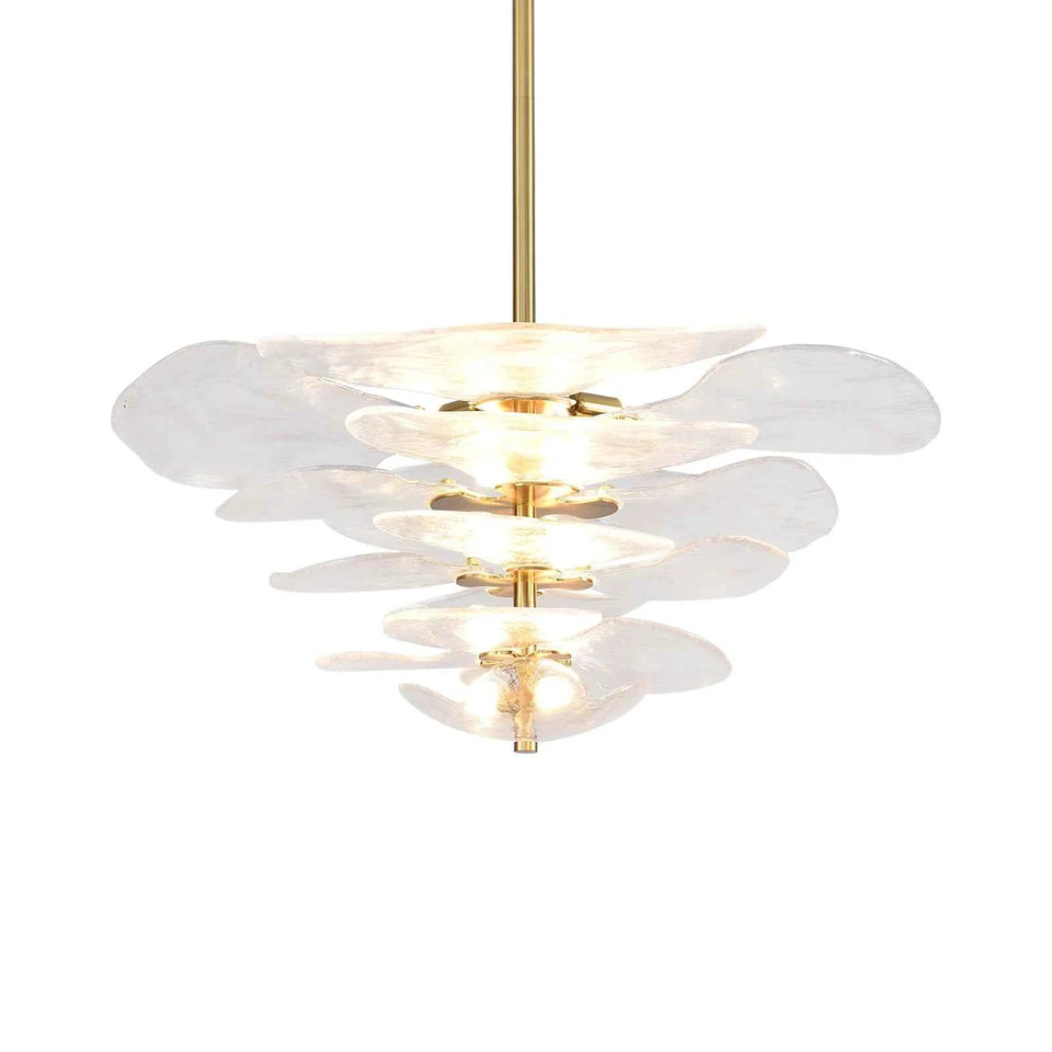 Leaf-Shaped White Textured Glass Chandelier