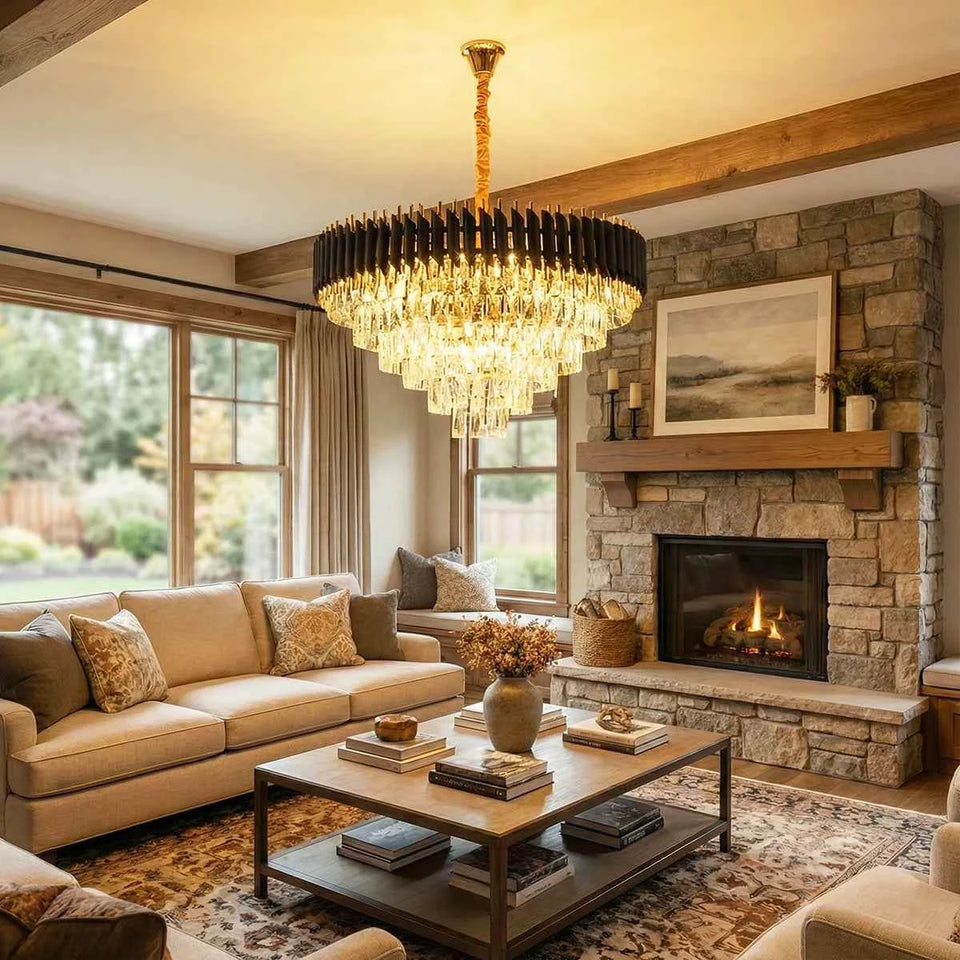 Round Raindrop Crystal Chandelier