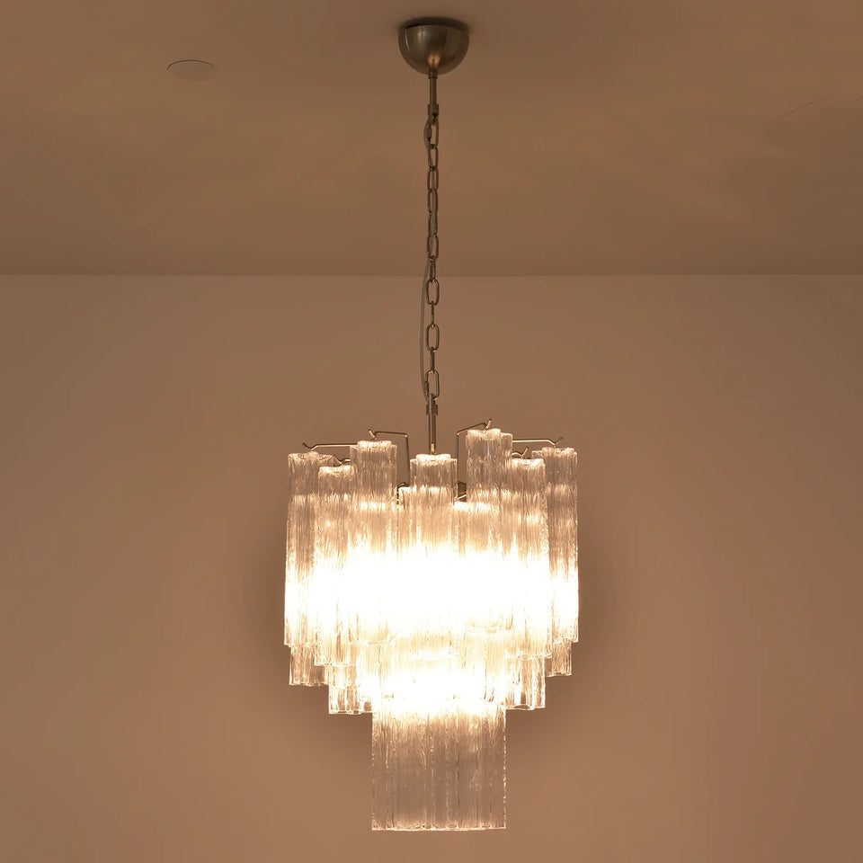 Nevara Fluted Glass Tube Clear Chandelier