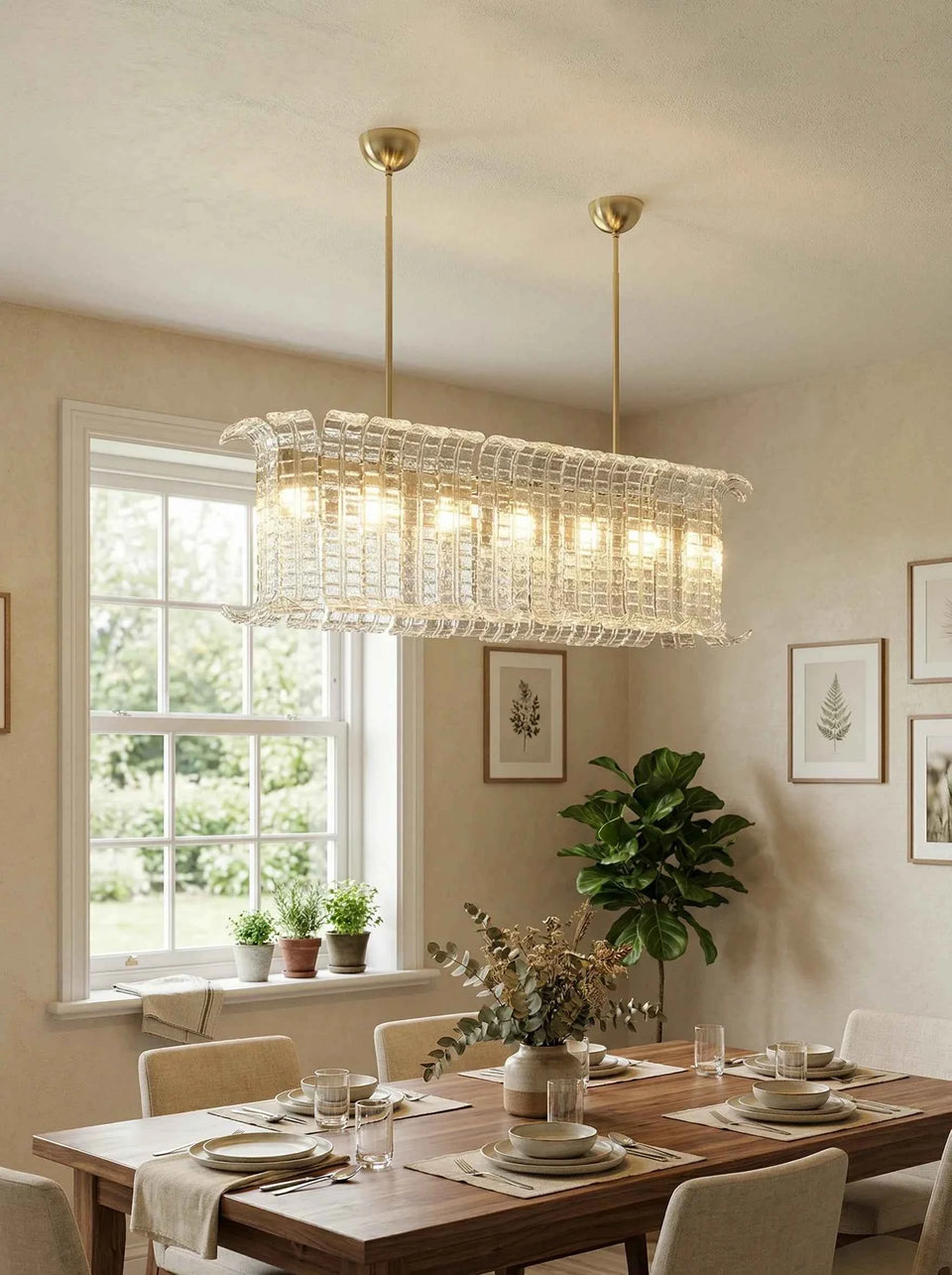 Transparent chandelier - side angle view