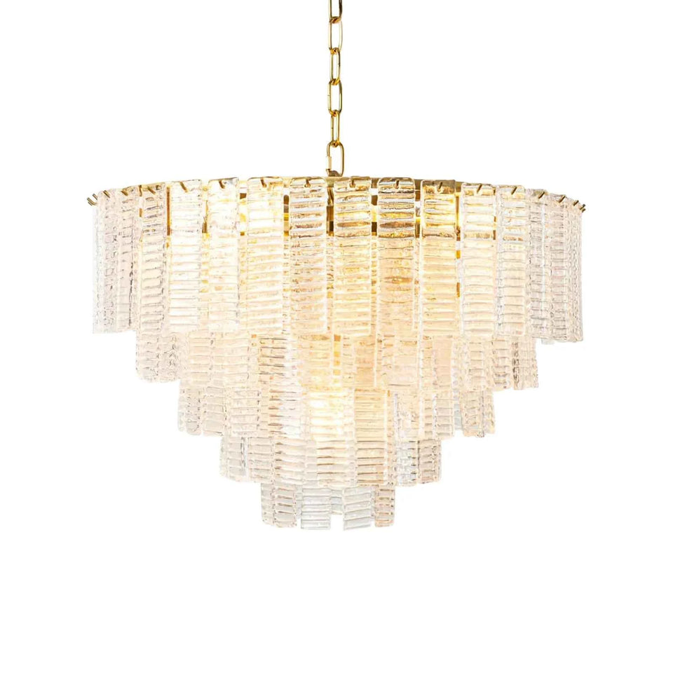 Gold + Transparent glass chandelier - front view