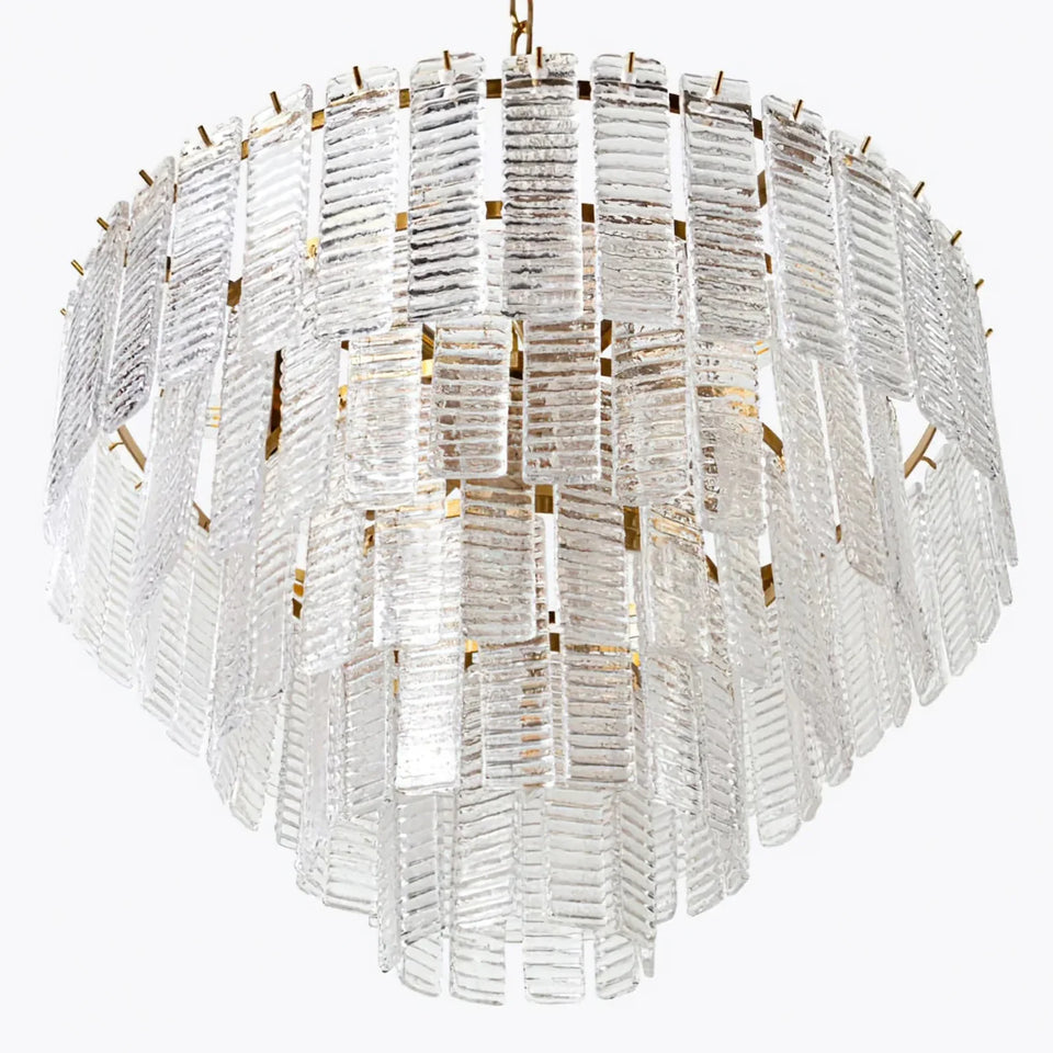 Gold + Transparent glass chandelier - lifestyle setting