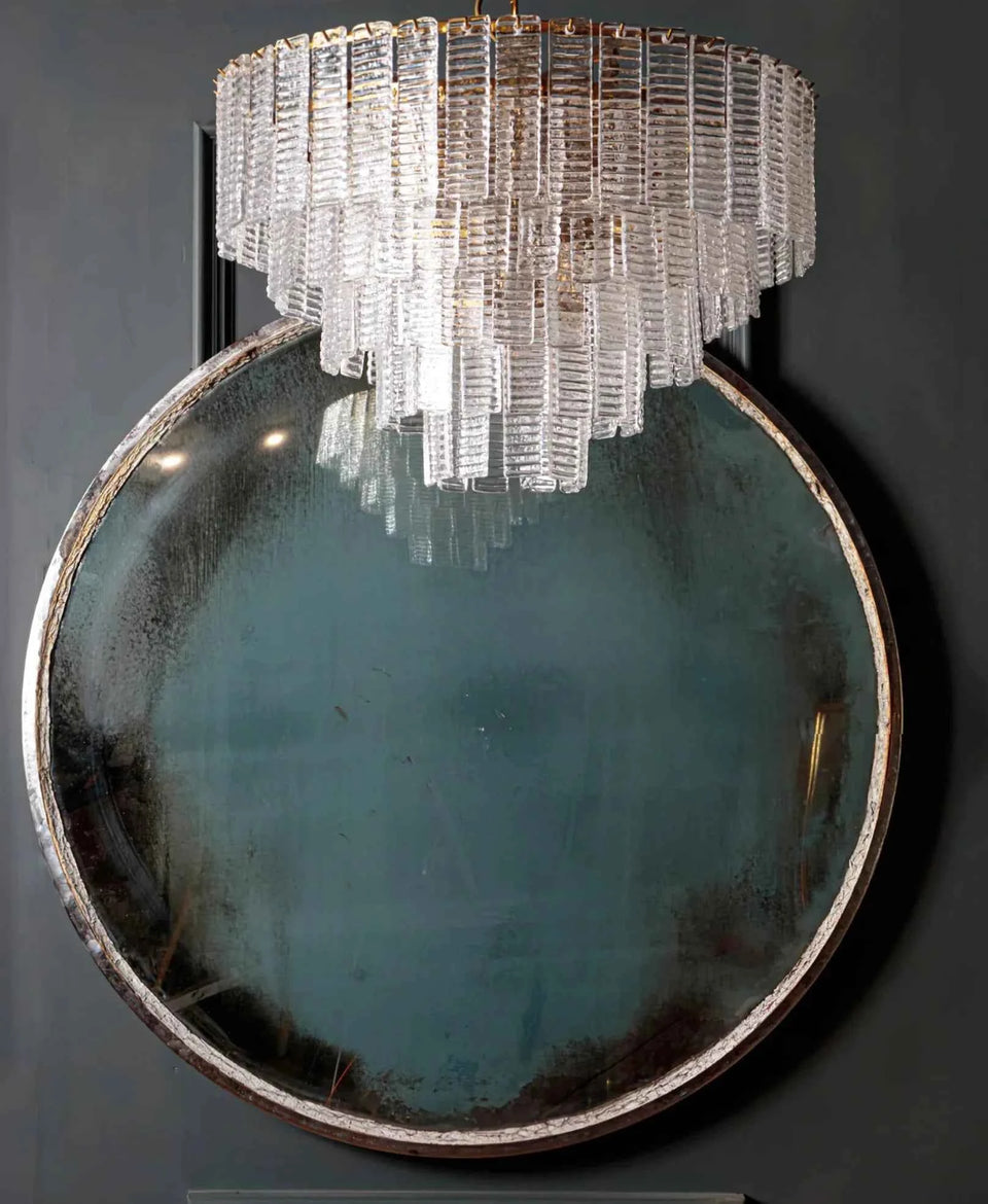 Gold + Transparent glass chandelier - back view