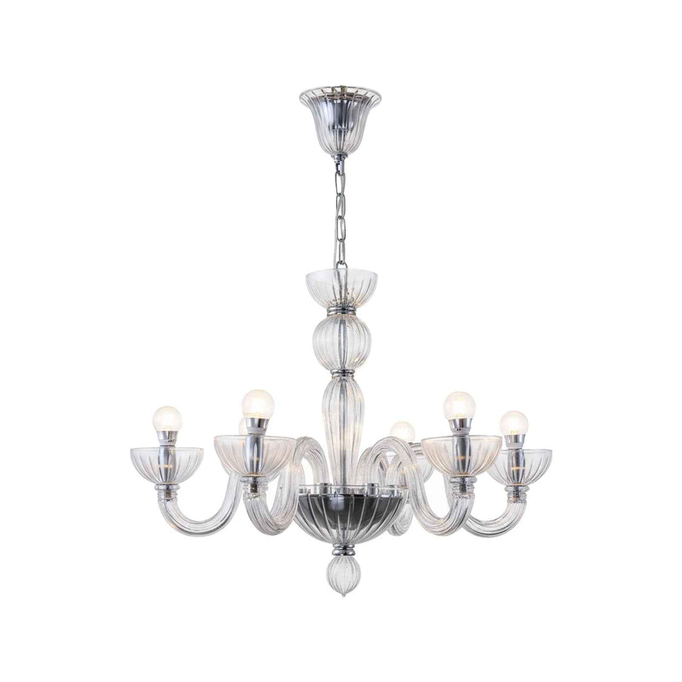 Transparent glass chandelier - front view