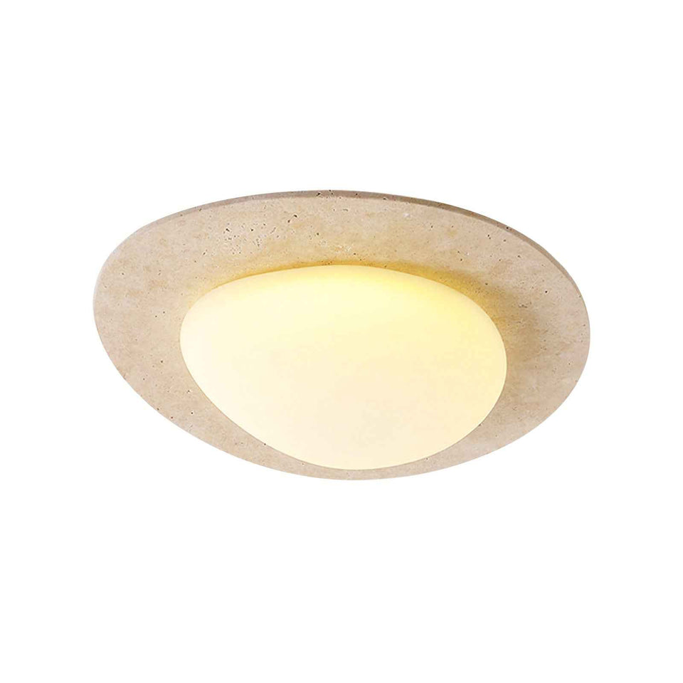 White Travertine ceiling light - front view