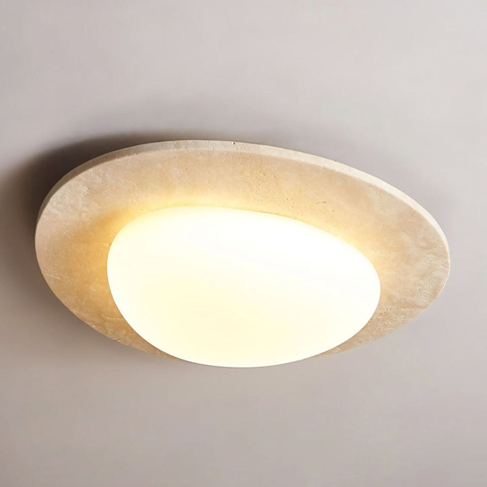 White Travertine ceiling light - lifestyle setting