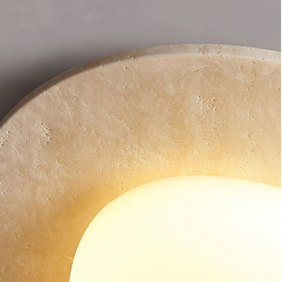 White Travertine ceiling light - top view