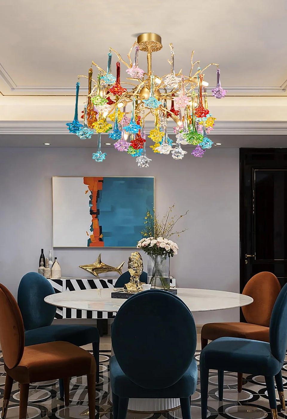 Gold+Color glass chandelier - additional view 11
