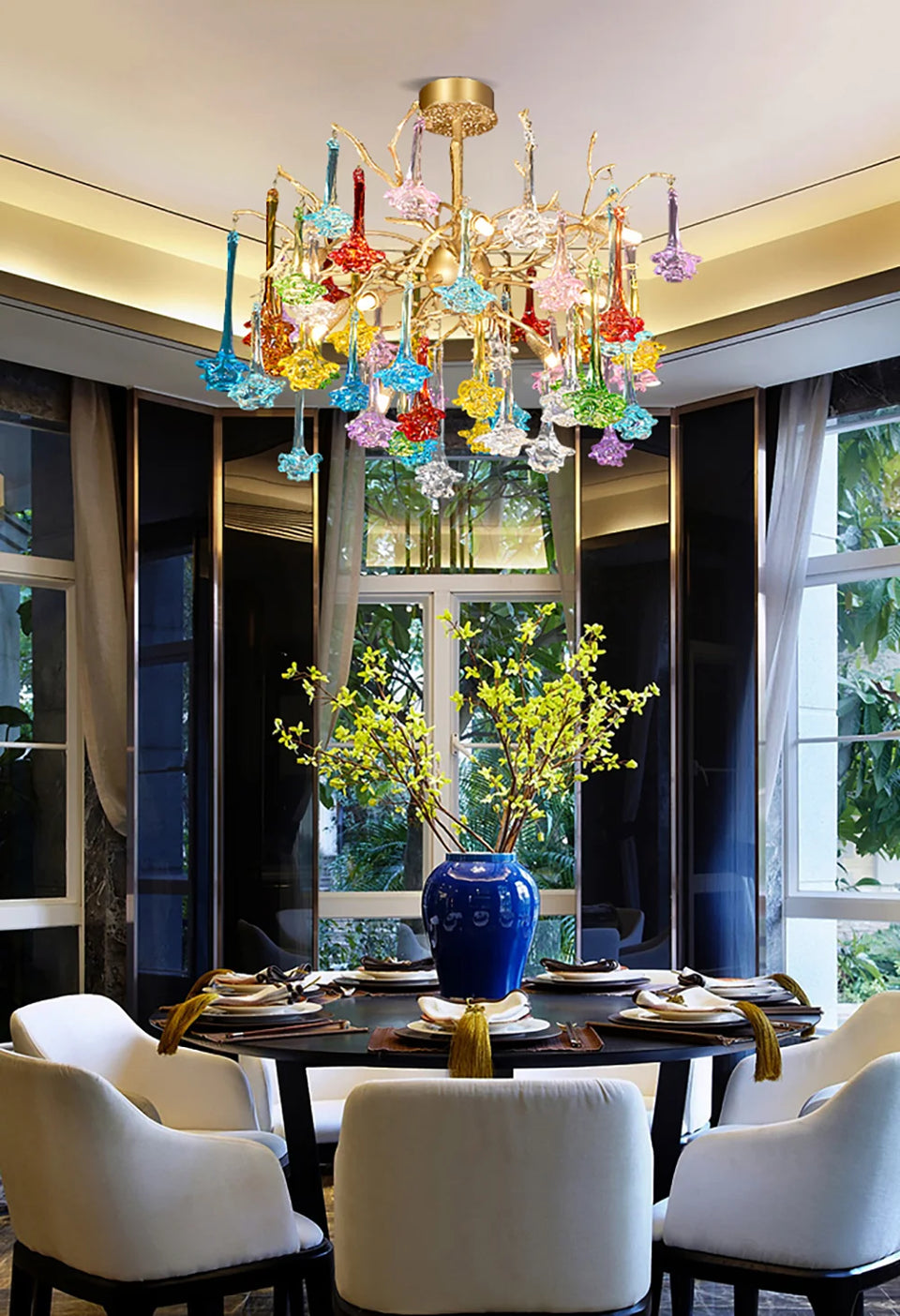 Gold+Color glass chandelier - additional view 12