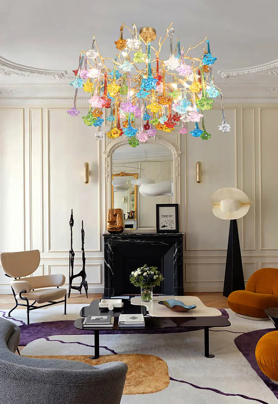 Gold+Color glass chandelier - additional view 8