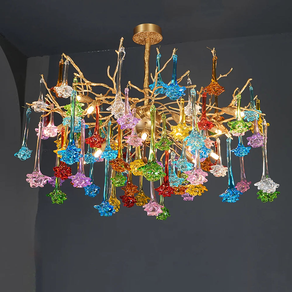 Gold+Color glass chandelier - additional view 14