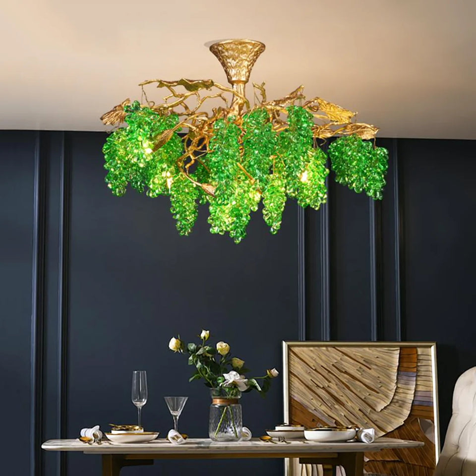 Gold+Green glass chandelier - additional view 8