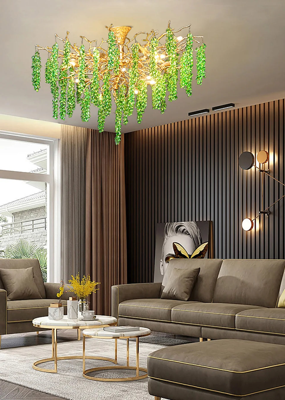 Gold+Green glass chandelier - additional view 12
