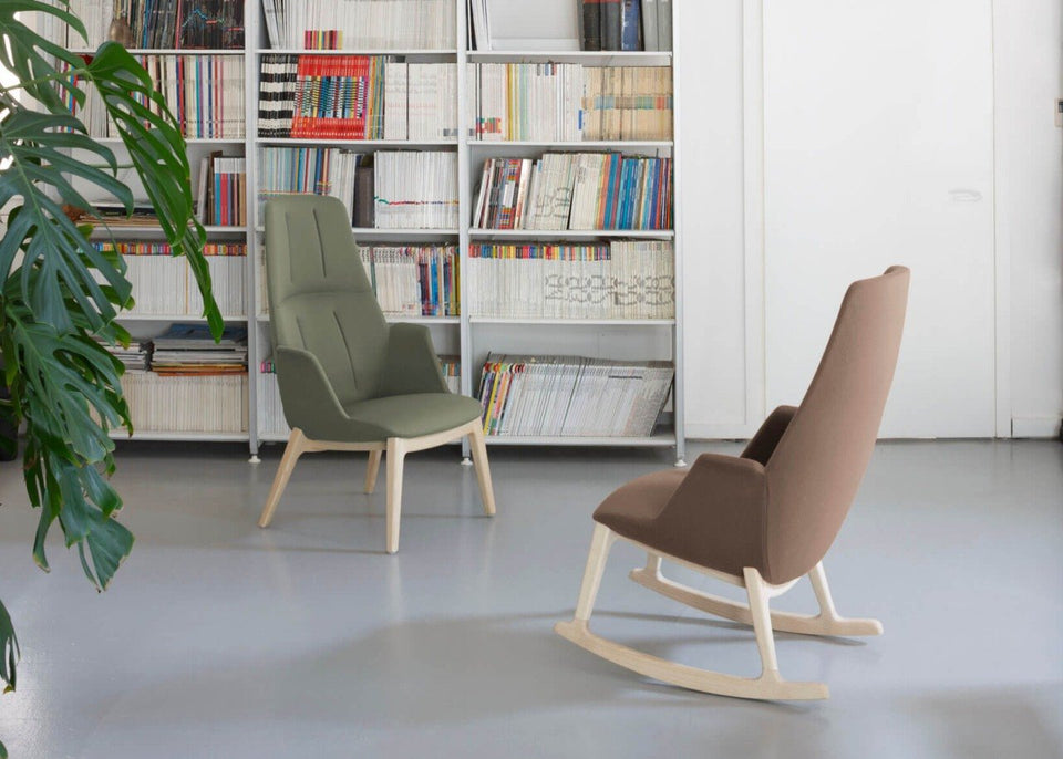 Hive High Back Lounge Chair - Wood Base