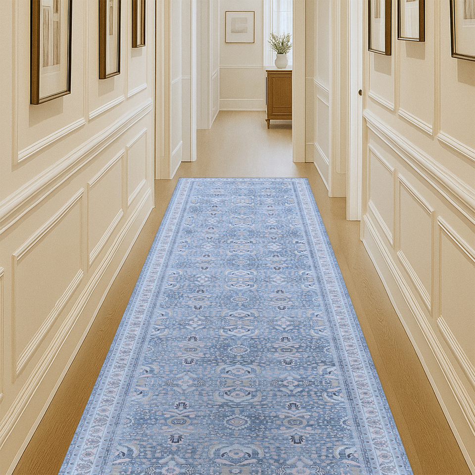 Jayla Modern Turkish Floral Cream Blue Rug