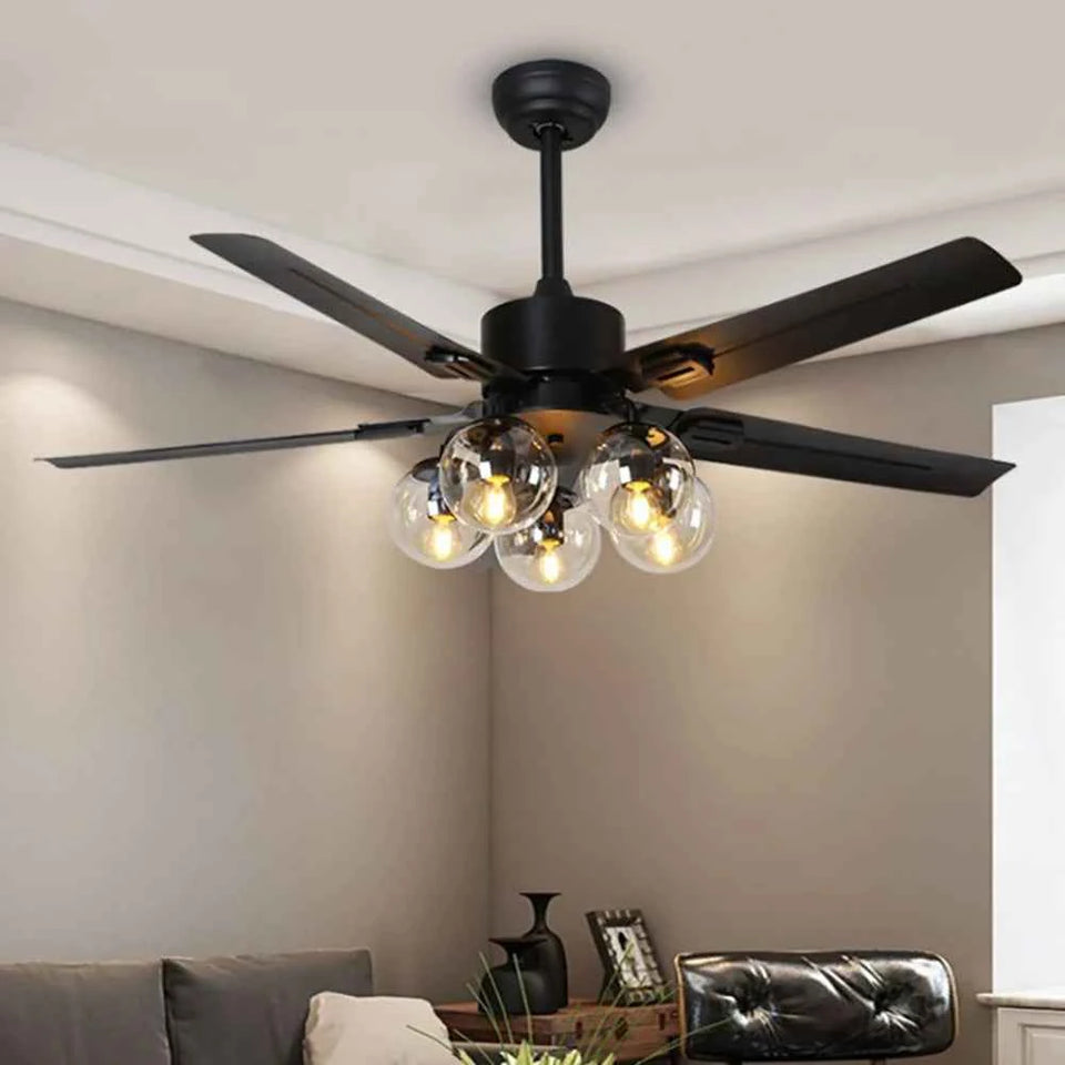 Vintage Glass Ball Ceiling Fan Light