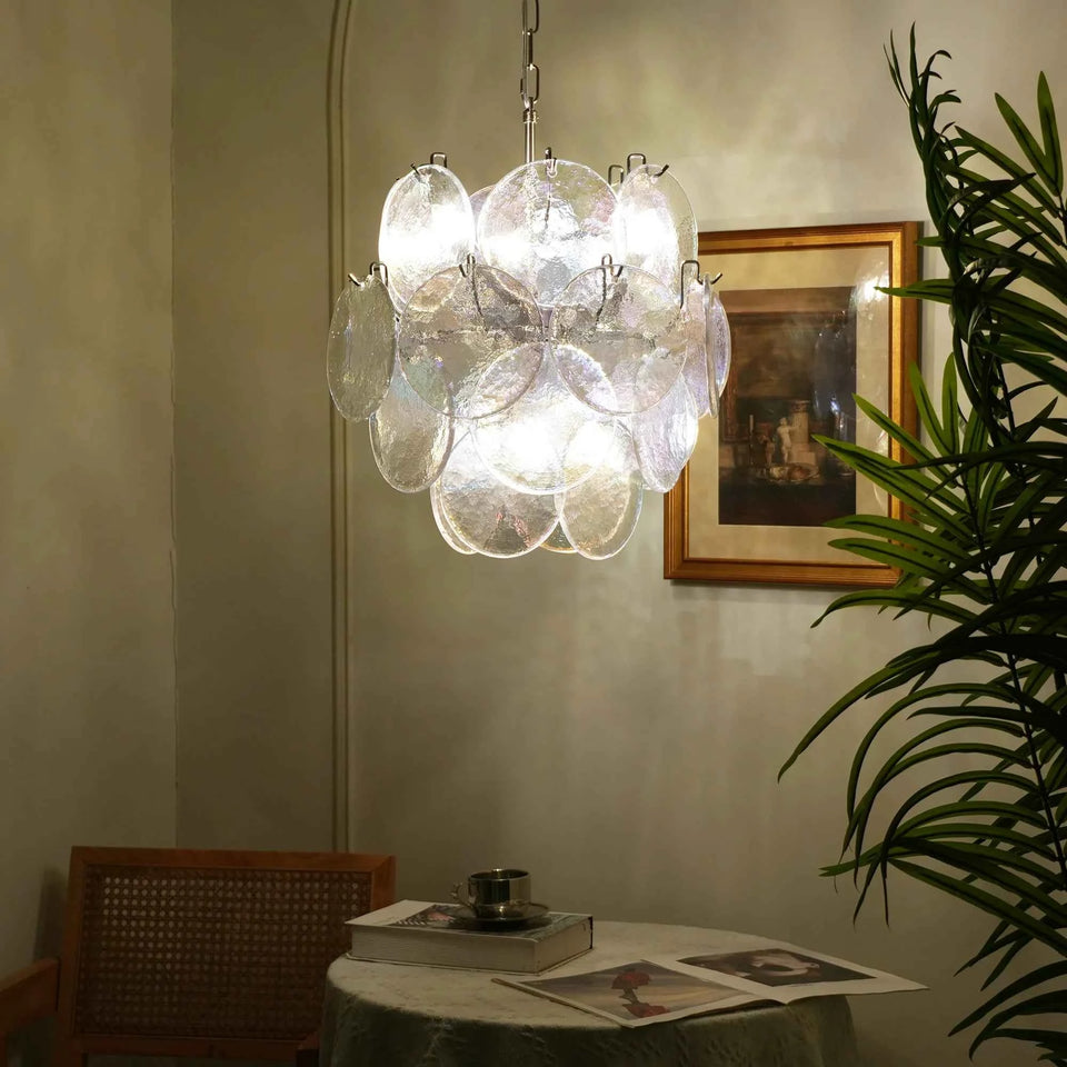 glass chandelier - side angle view