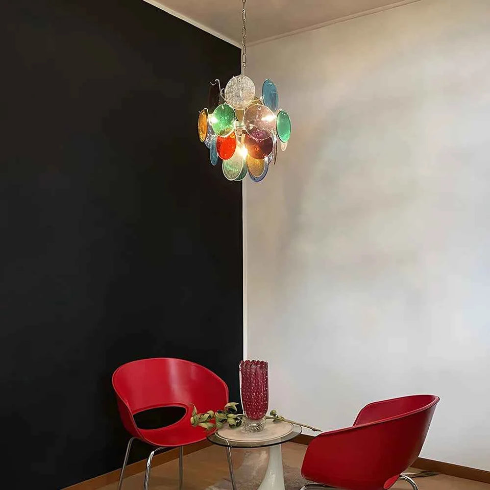 glass chandelier - side angle view