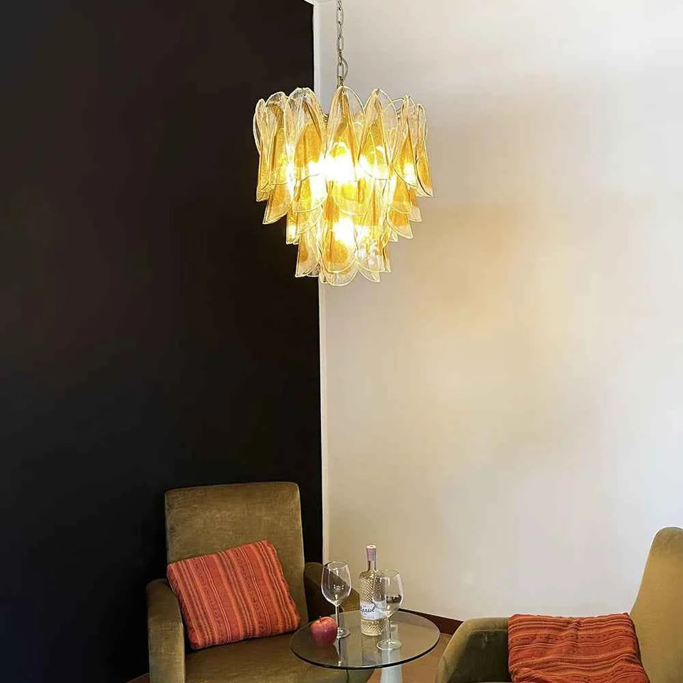 glass chandelier - side angle view
