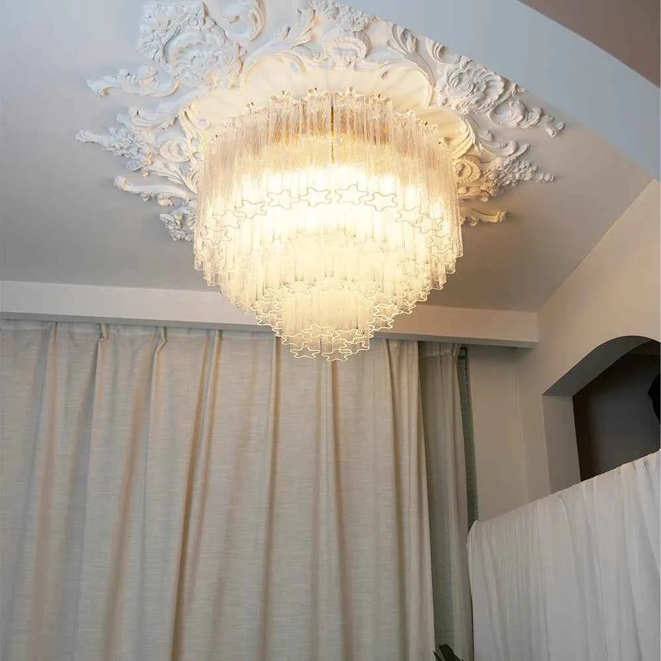 Transparent glass ceiling light - side angle view
