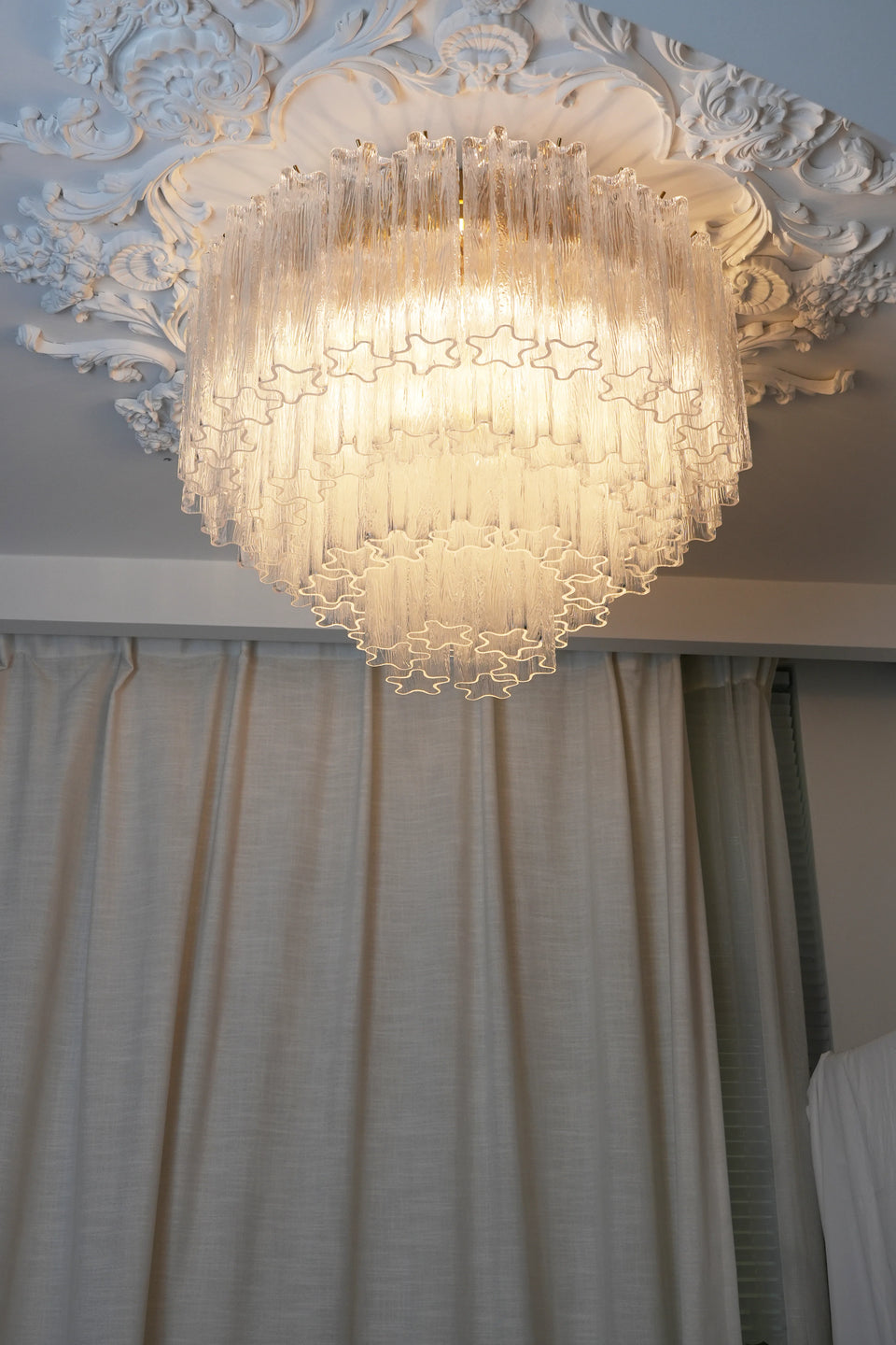 Transparent glass ceiling light - close-up detail