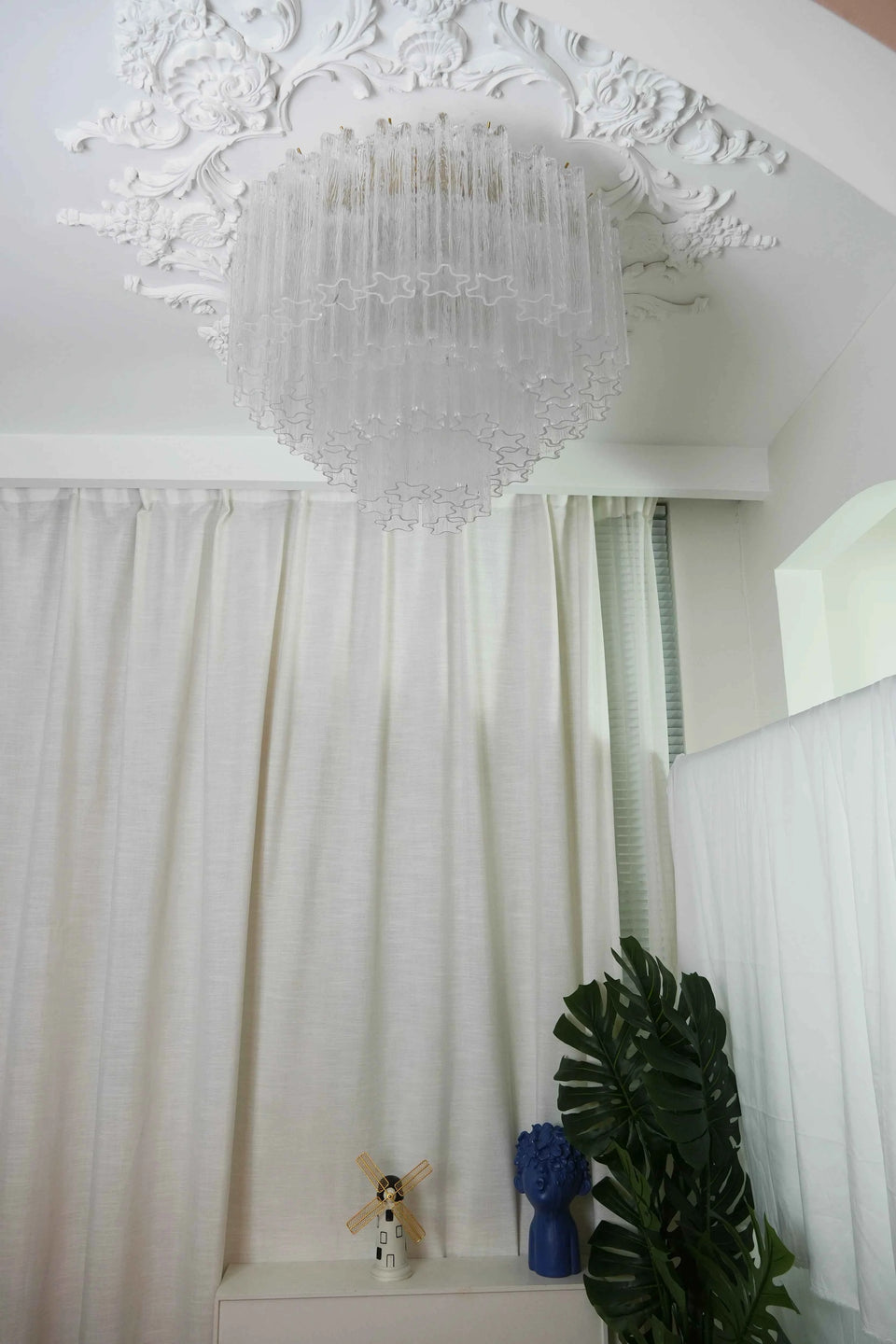 Transparent glass ceiling light - back view