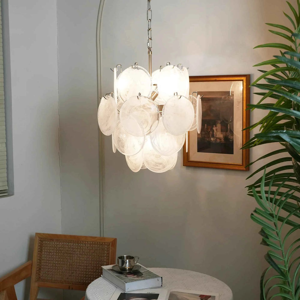 glass chandelier - side angle view
