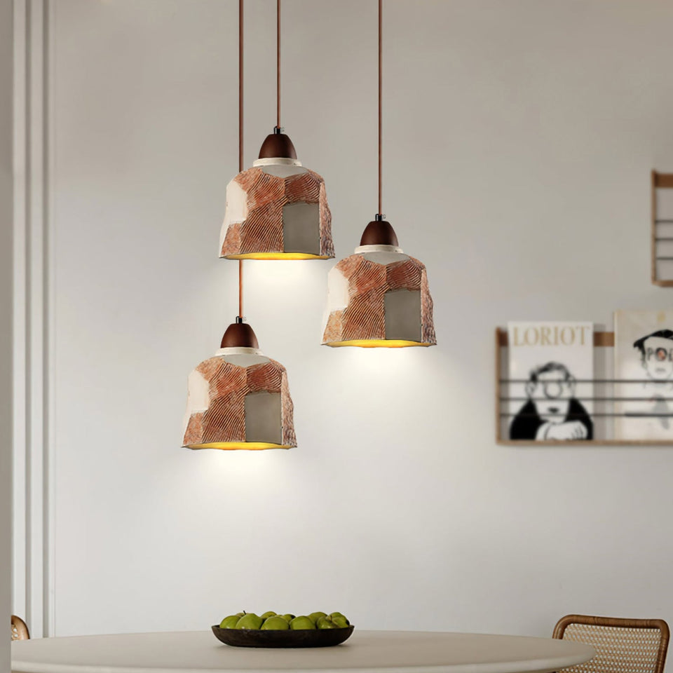 Walnut color pendant light - lifestyle setting