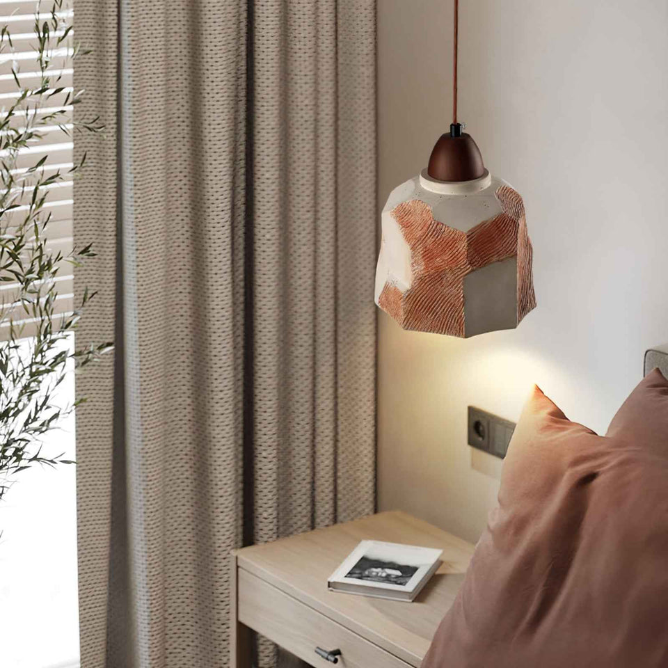 Walnut color pendant light - detail view