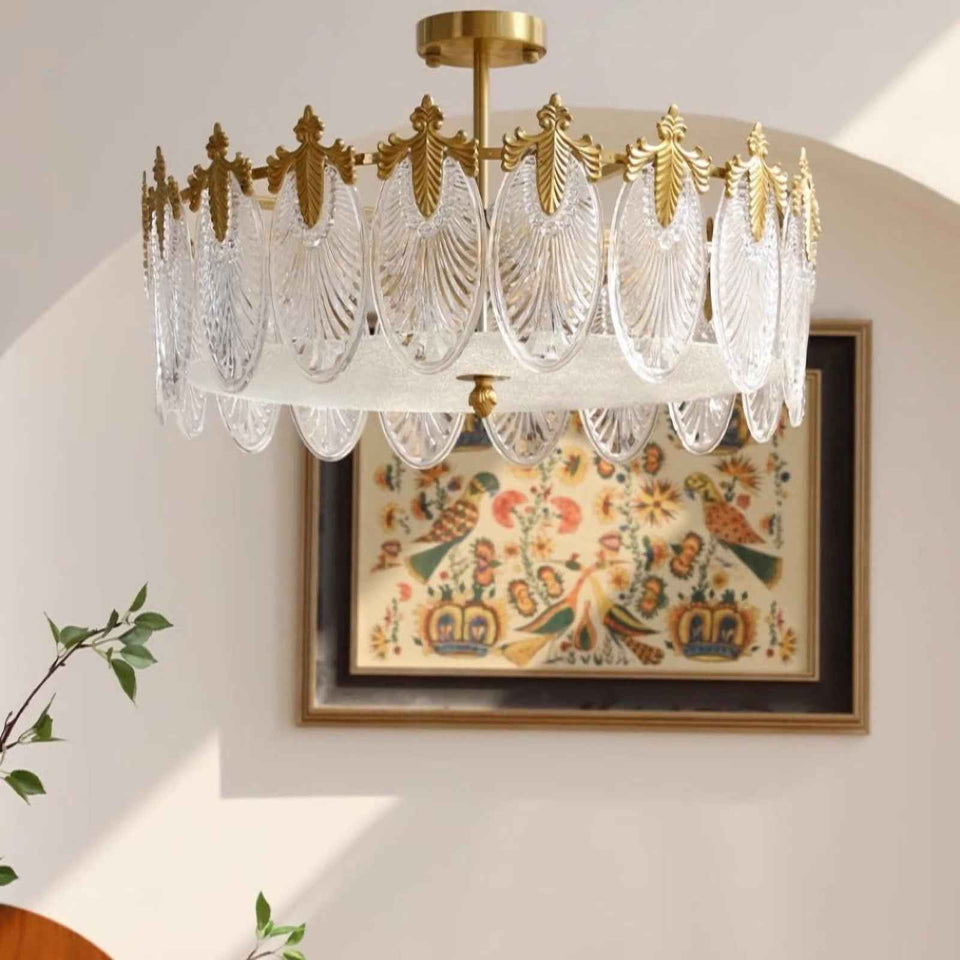 Gold & Clear glass chandelier - back view