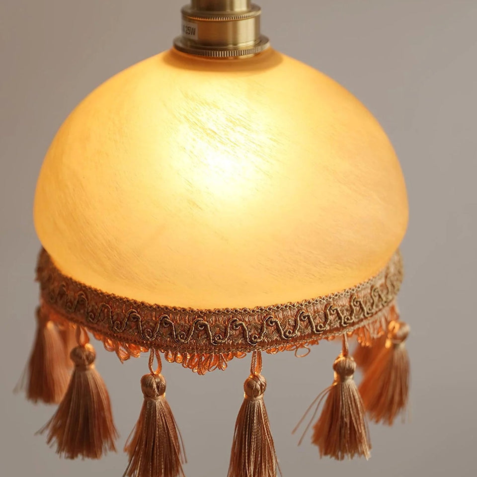 Yellow & Brown brass pendant light - top view