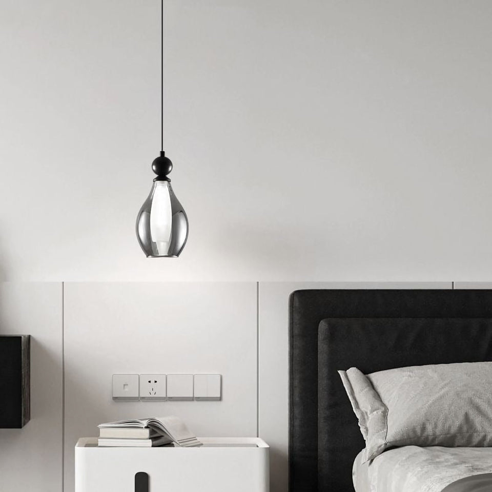 Black & Smoke Grey glass pendant light - top view