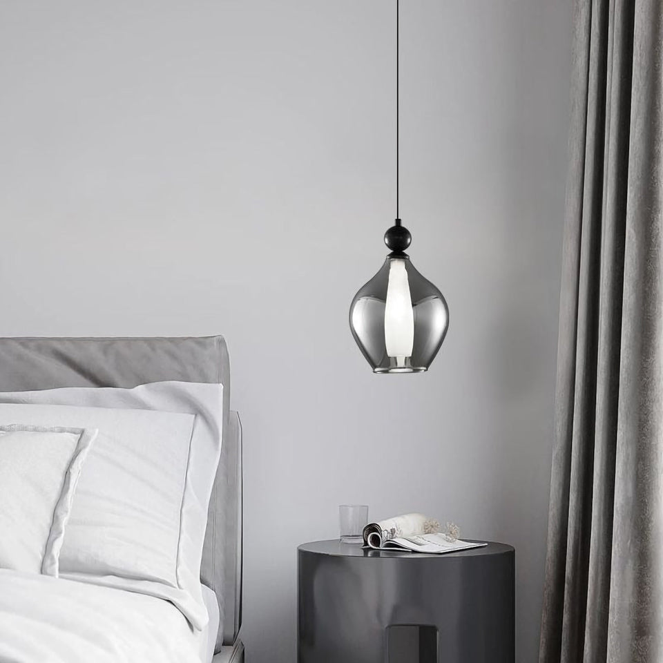Black & Smoke Grey glass pendant light - lifestyle setting