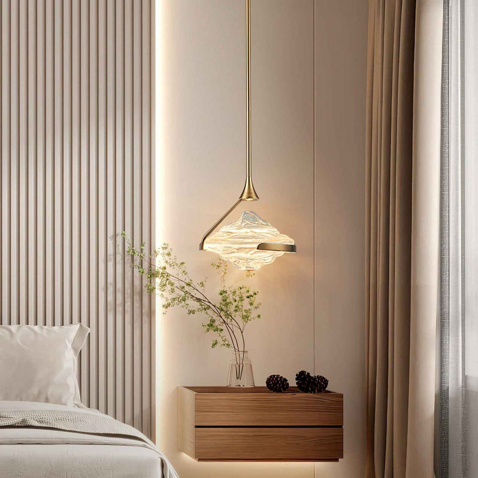 glass pendant light - side angle view