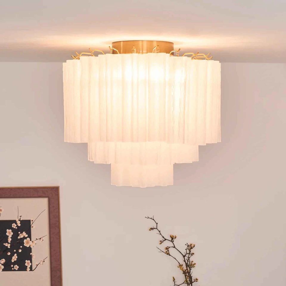 White + Gold glass ceiling light - back view